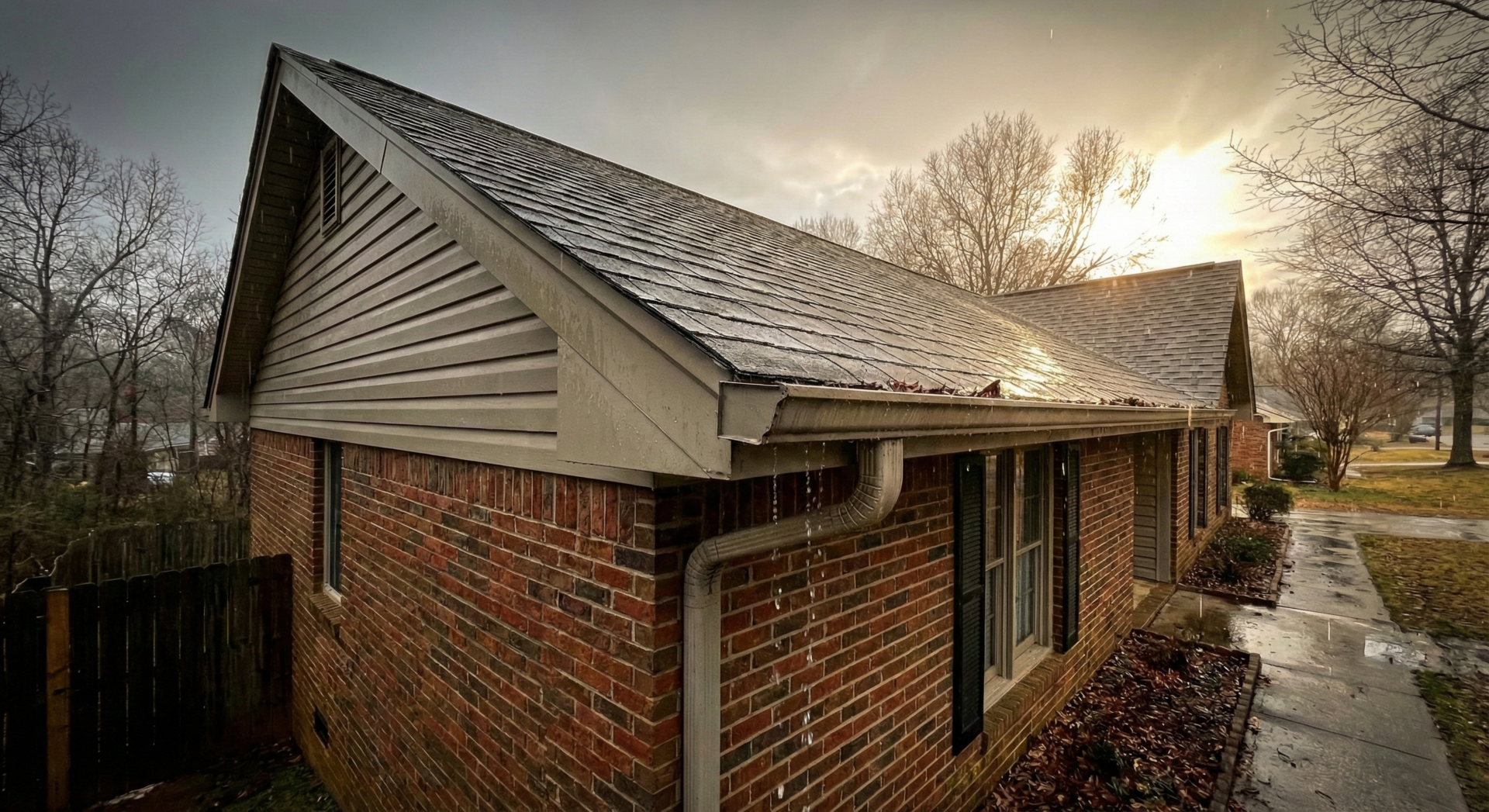 roof leak causes damage to home