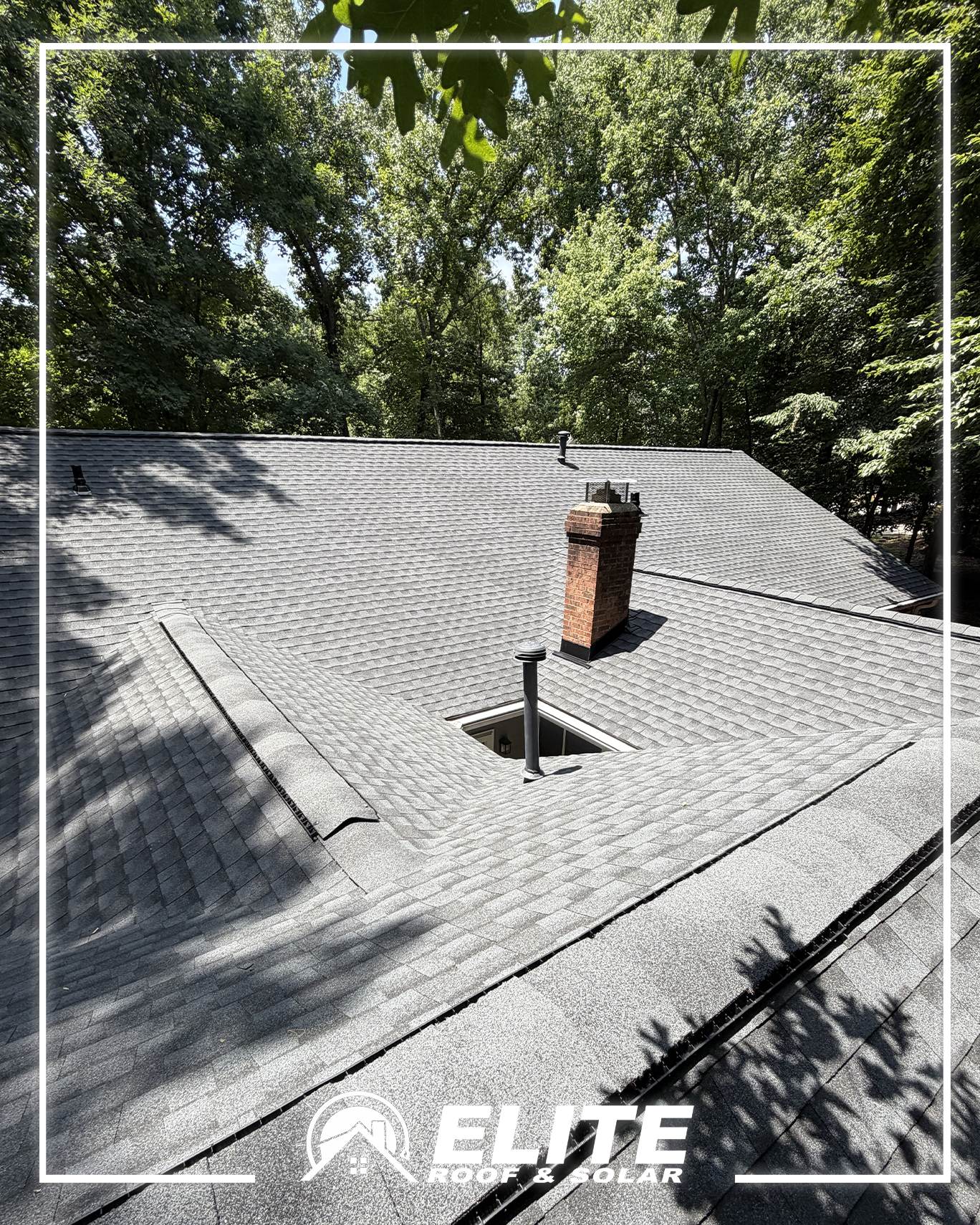 Attic ventilation on a shingle roof: ridge vent and exhaust vents that help extend roof lifespan