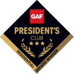 GAF 3-Star President's Club Award Badge designating Elite Roof and Solar as the best of the best roofing contractor in Winston-Salem.